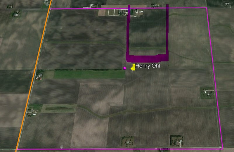 Screenshot of the west half of the northeast quarter outlined in purple.