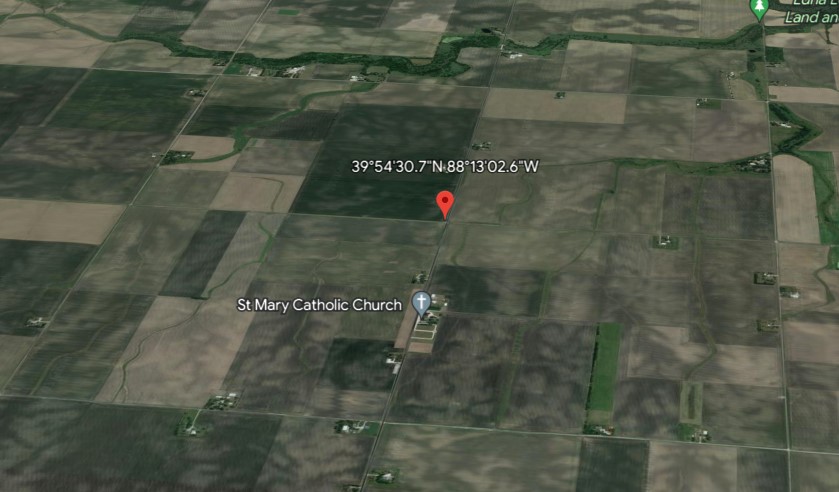 Copy of the view that you get on Google Earth with the pin in the township by the coordinates.