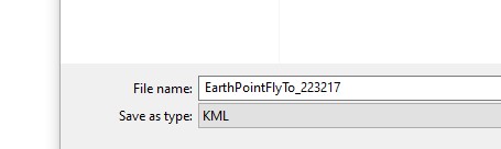 Screenshot of the Save As dialog box with the KML file.